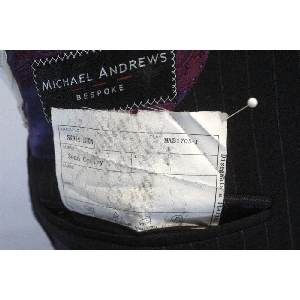 charcoal pinstripe Michael Andrews Bespoke blazer jacket sport suit coat slim 40